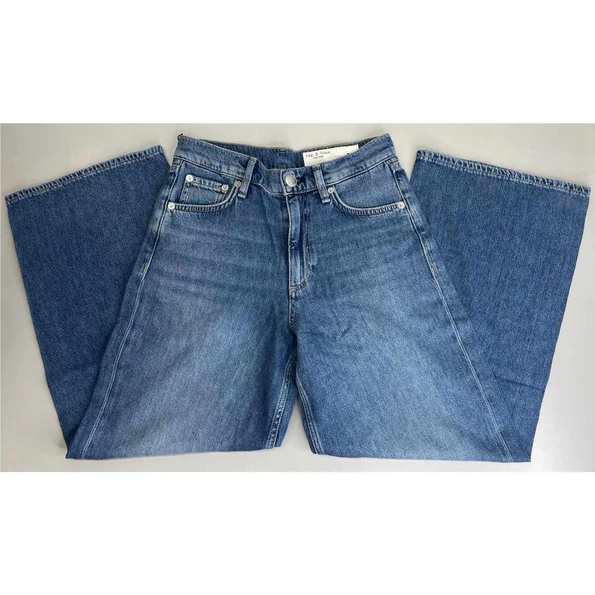 Rag Bone Womens Jeans Millerton Blue Size 29 Andi Ankle Wide Leg Featherweight