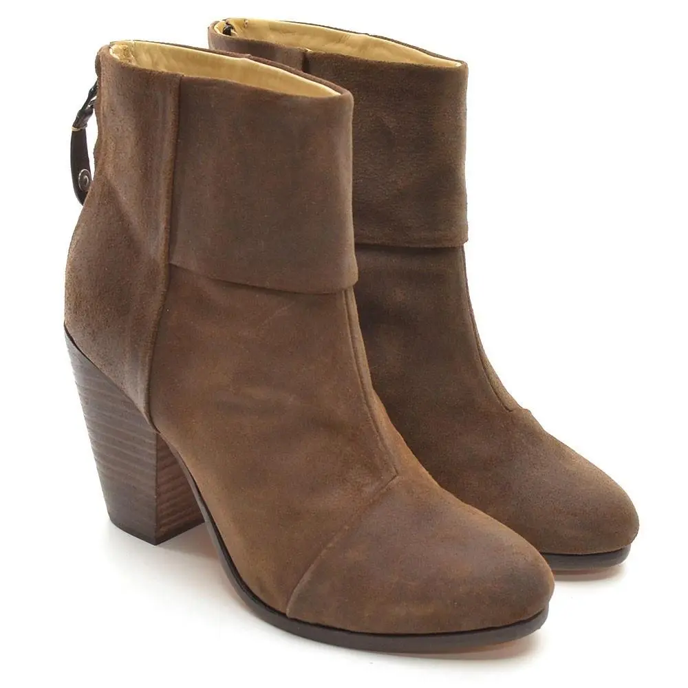 Ladies Rag Bone Newbury Zip Boot 38.5 / 8.5 Brown Wax Suede Booties by Rag & Bone