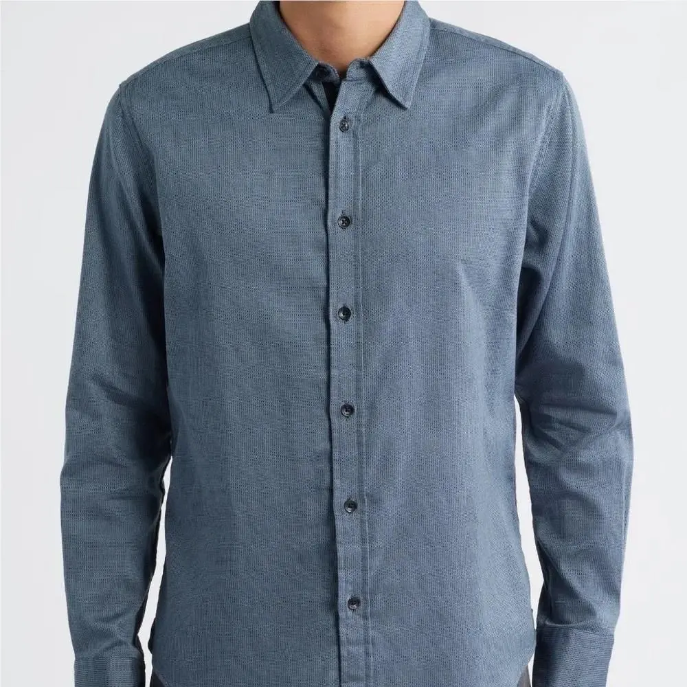 Rag Bone Mens Tomlin Stretch Dobby Shirt Washed Blue RV6B25FSMVS M