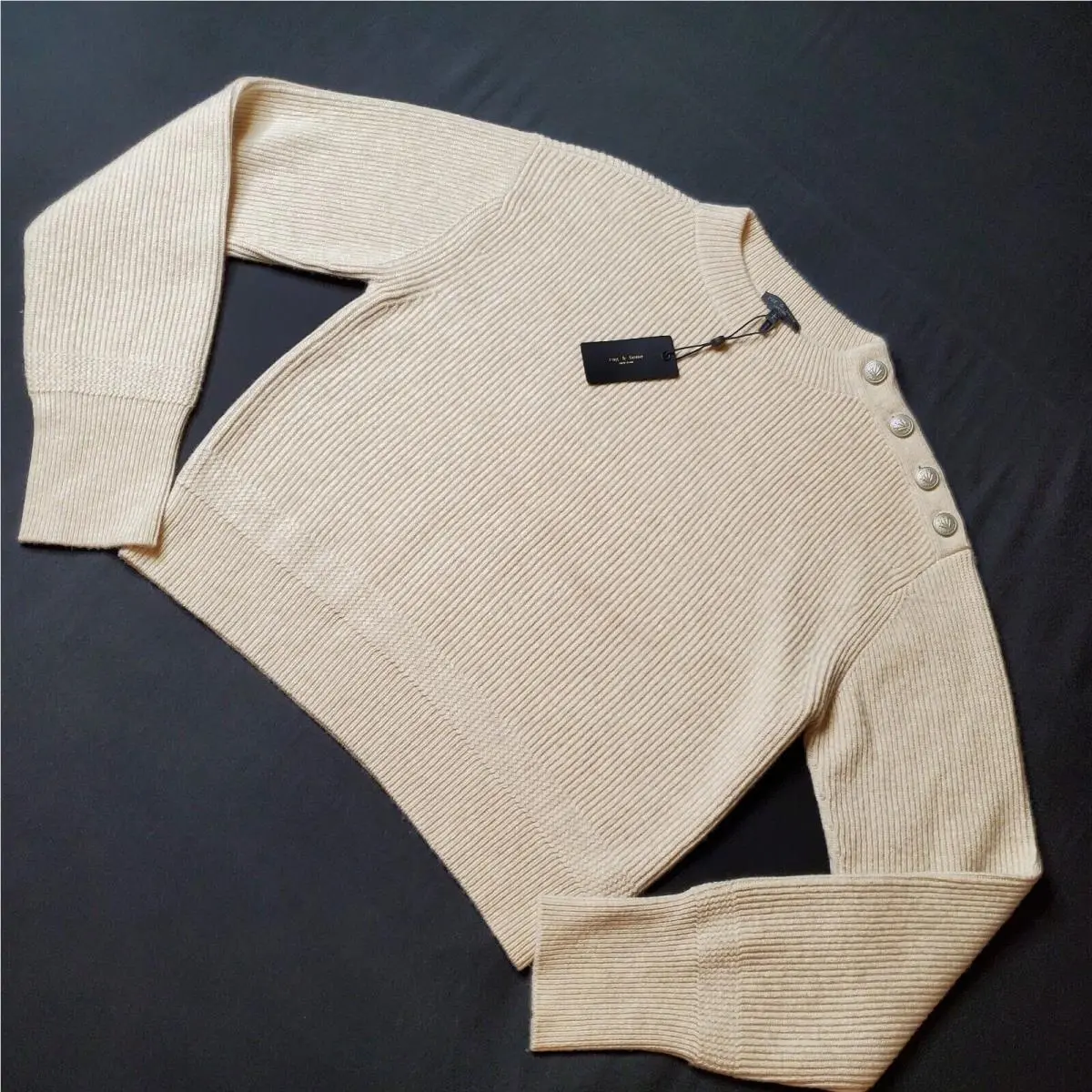 Rag Bone Women`s Size L Nancy Crew Neck Sweater Oatmeal Beige