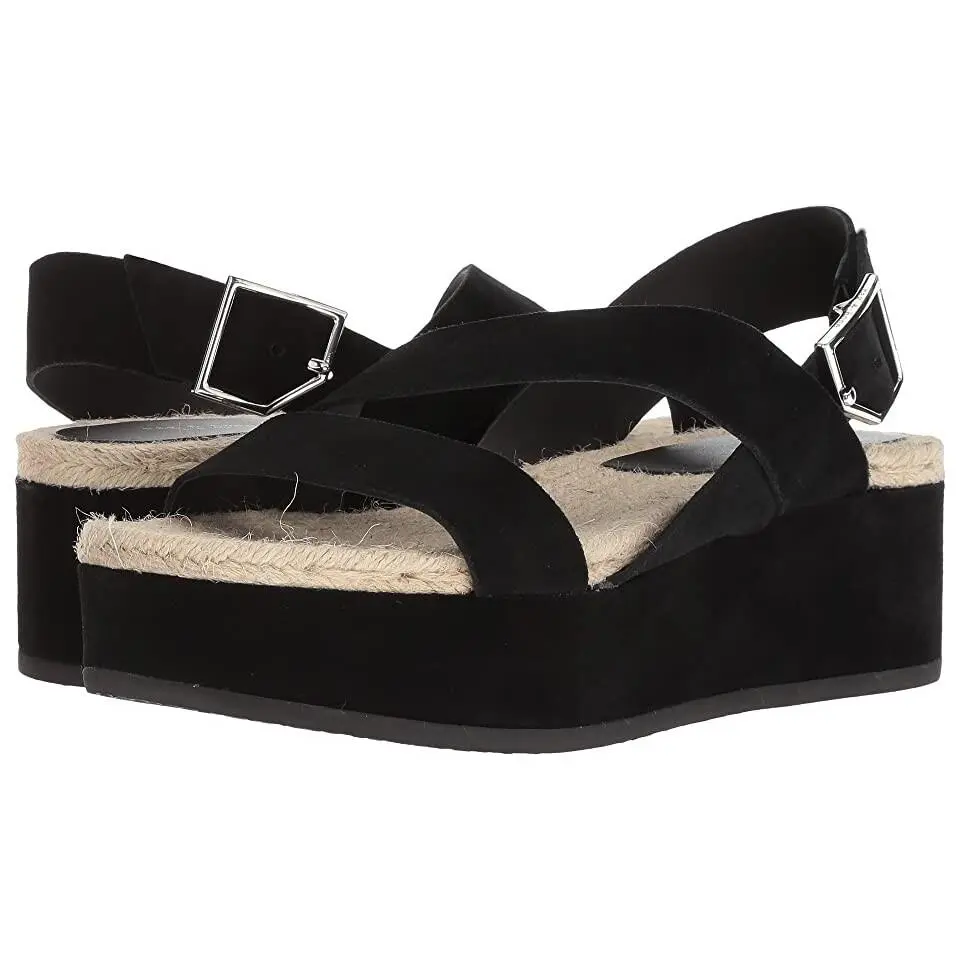 Rag Bone 263514 Womens Megan Black Suede Espadrilles Sandal Size 7 M