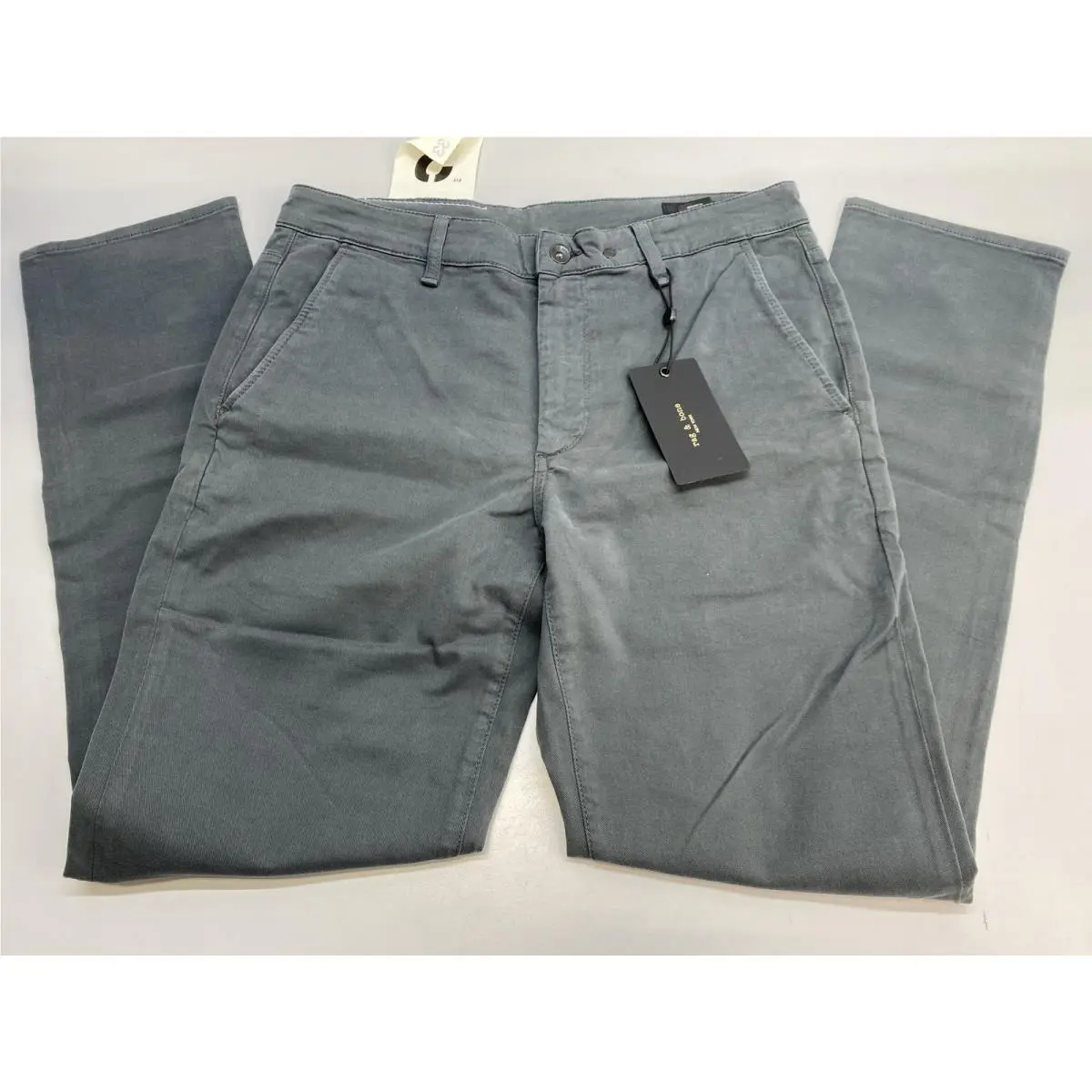 Rag Bone Mens Pant Pin Grey Size 33 Fit 2 Slim Chino Stretch Cotton Twill