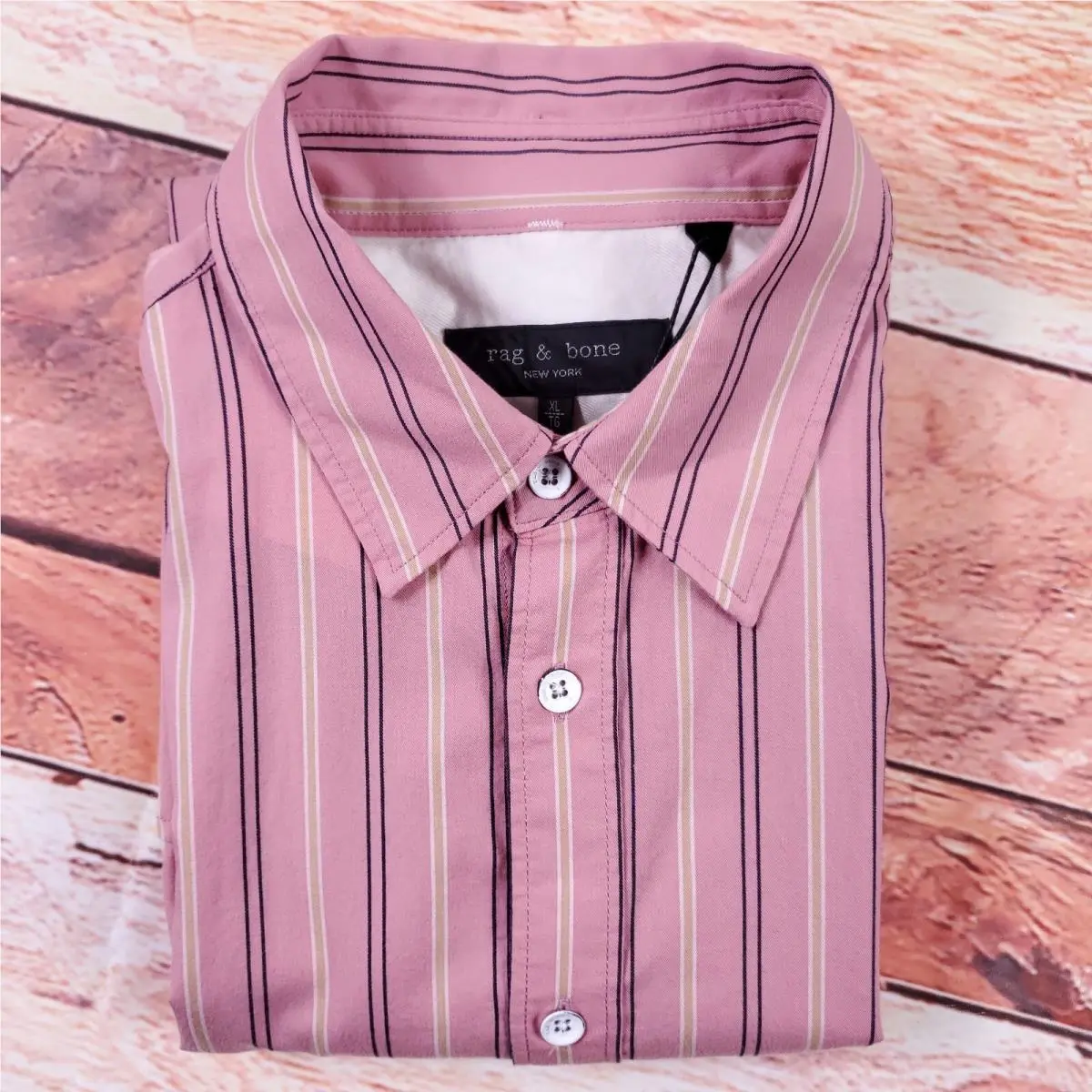 Rag Bone Mens Pursuit Rove Cotton Striped Button Front Shirt XL