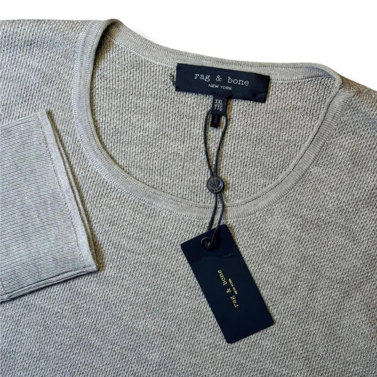 Rag Bone Marty Wool Crewneck Shirt Men Xxl Grey Sweater Fine Merino Wool