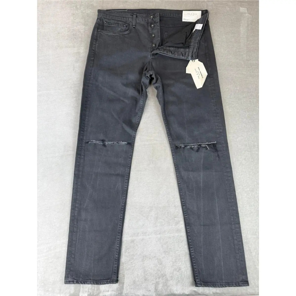 Rag Bone Fit 1 Slim Shelter Jeans Mens 38x33 Black Button Fly Usa