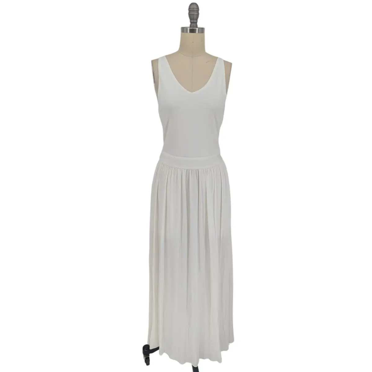 30396 Rag Bone Dancer Tank Knit Maxi Dress White Size Small Preppy Classic