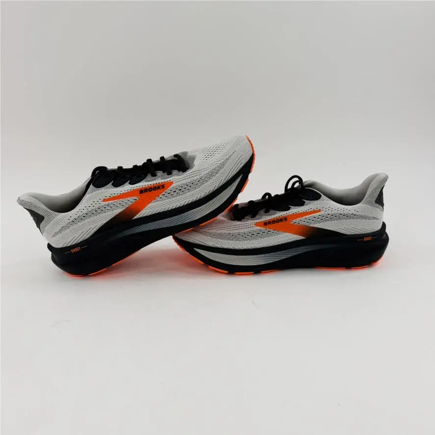 Men`s Brooks Ghost 17 Oyster Mushroom/orange/ebony 2E Wide US