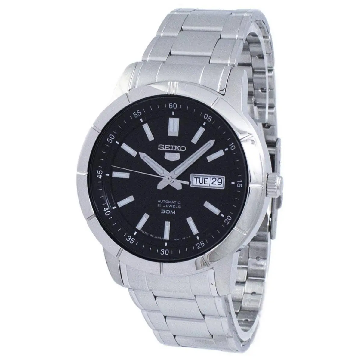5 Automatic Stainless Steel Black Dial Day/date SNKN55J1 50M Mens Watch by Seiko