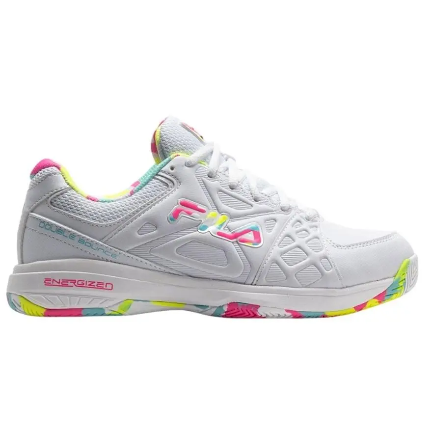 Fila Womens Double Bounce 3 Pickleball Athletic Shoes US 10 White Neon