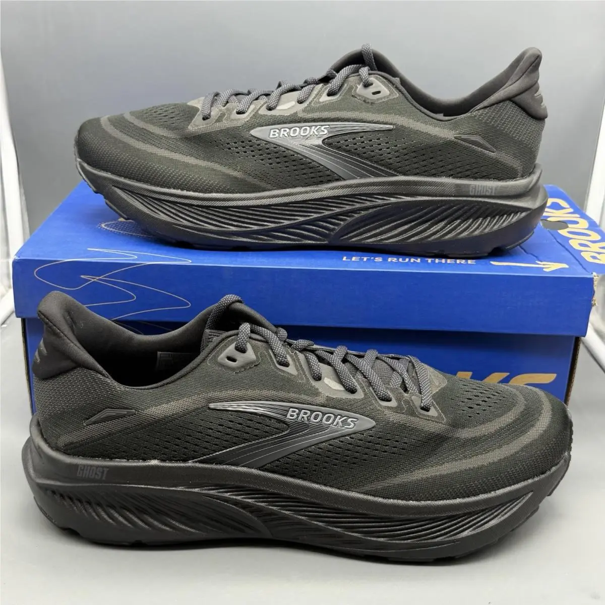Brooks Ghost 18 Mens 11.5 2E Wide Running Training Gym Shoes Triple Black
