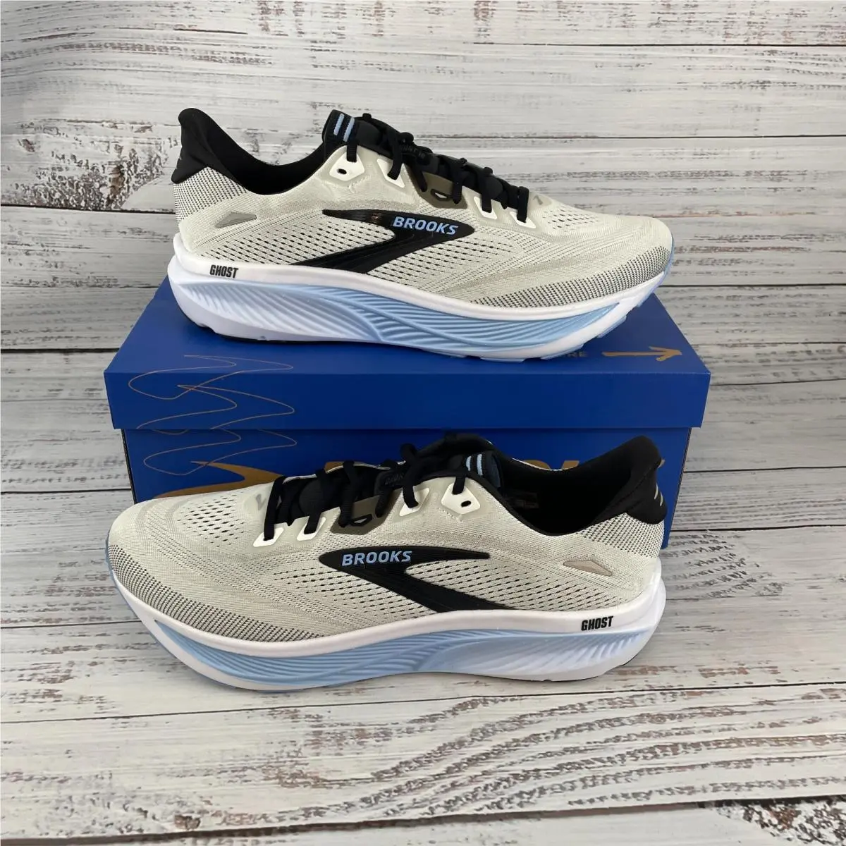 Brooks Ghost 18 Mens US 14 D Running Shoes White Black Open Air