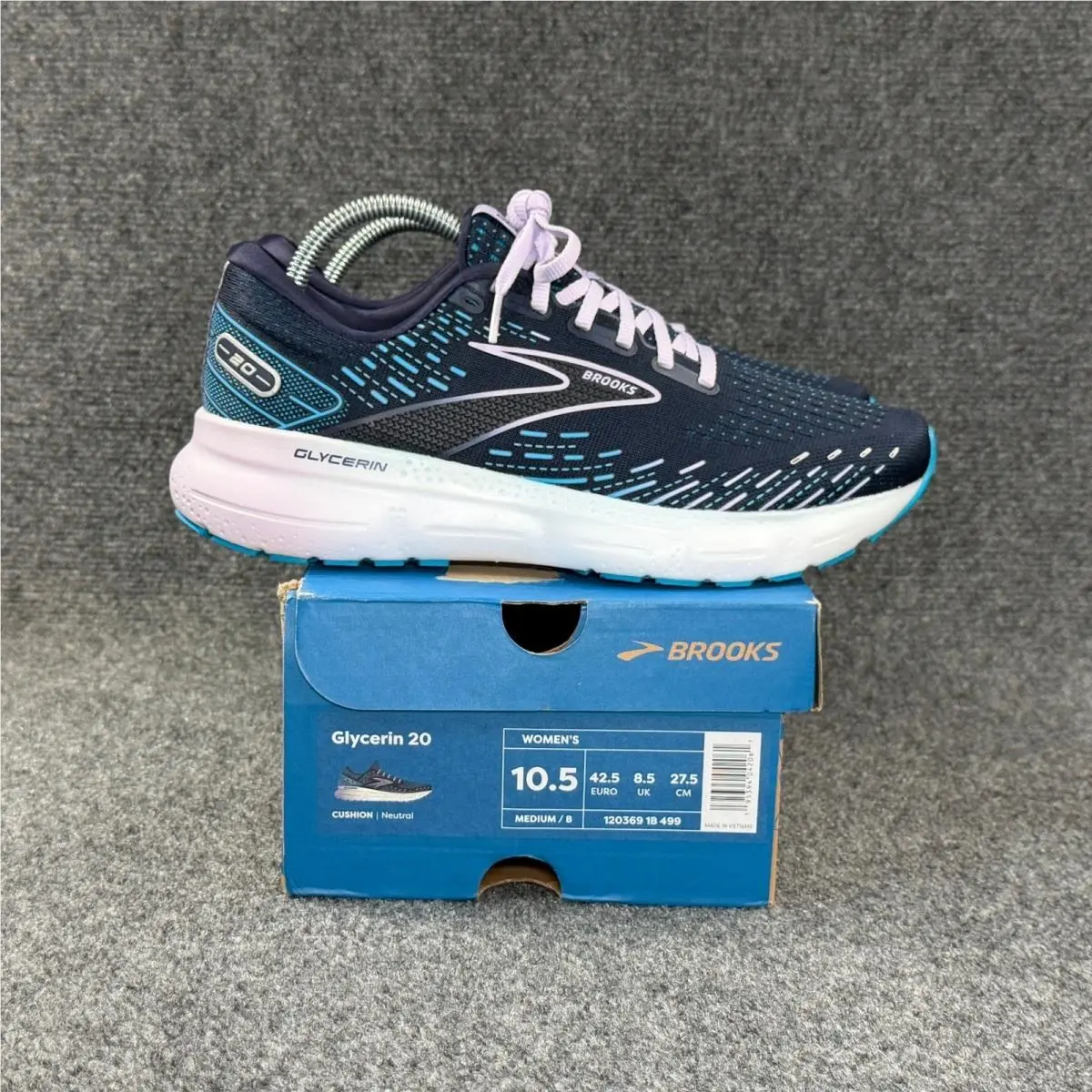 Brooks Glycerin 20 Running Shoes Womens 10.5 Peacoat Ocean Pastel Lilac Athletic