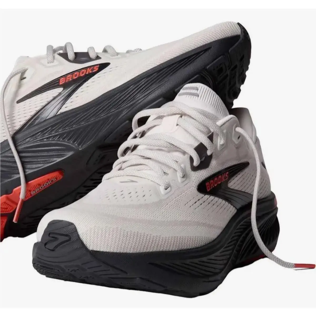 Brooks Mens Ghost 18 12.5 2E Wide Width Running Shoe Coconut/pearl/tigerlily