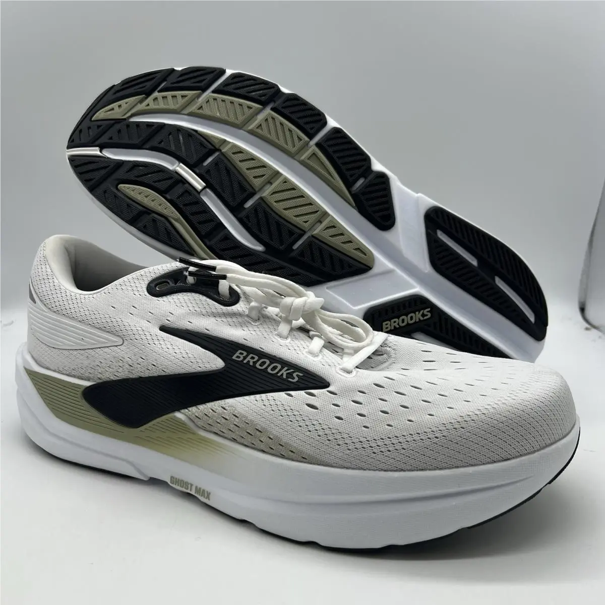 Brooks Ghost Max 3 White Black Men`s Medium Neutral Walking Shoe Size 14