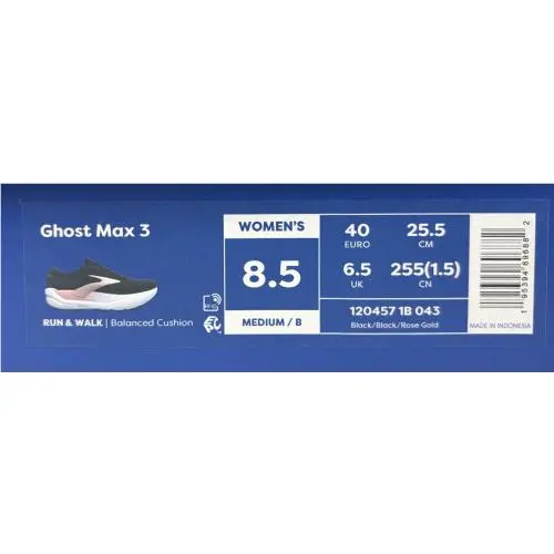 Brooks shoes - Brooks Ghost Max 3 - Ghost Max - 120457 1B 043 - Black/Rose Gold (UPC: 195394696882) 11