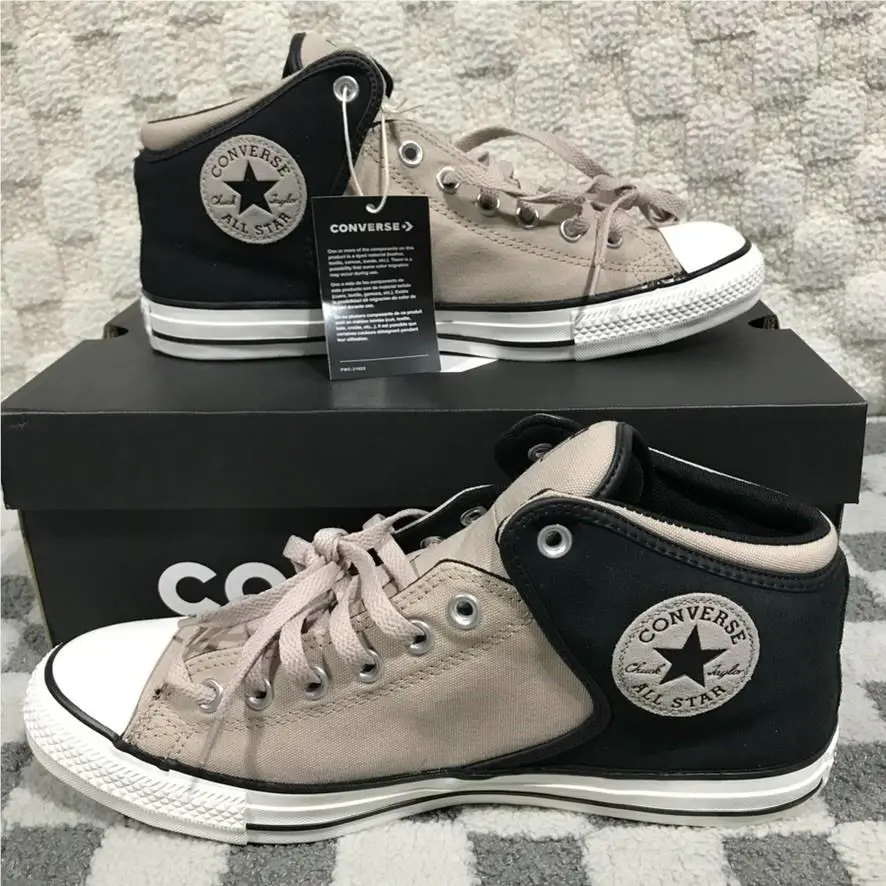 Converse Ctas High Street Mid Top Sneakers Men`s Suede Canvas Black Beige