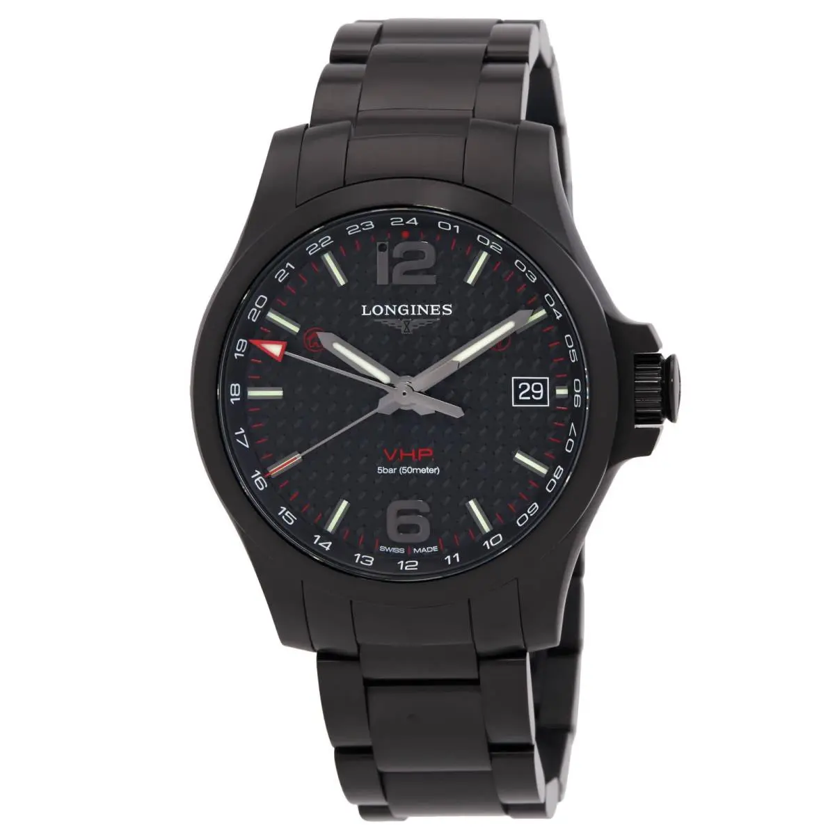 Longines Conquest Perpetual Quartz Black Dial Men`s Watch L3.718.2.66.6