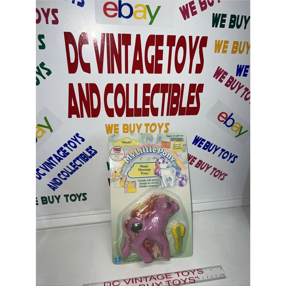 My Little Pony Magic Message Pony Windy￼ Pony On Card 1987 Hasbro Rare