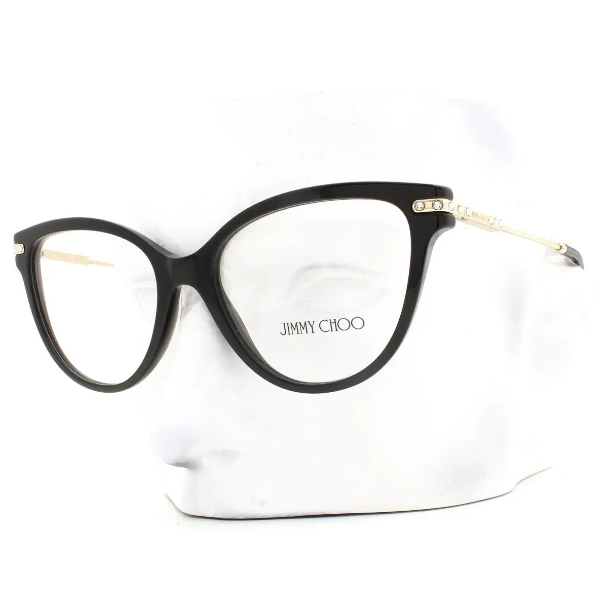 Eyeglasses JC 3001B 5000 Glasses Gloss Black Pale Gold 54mm with Case by Jimmy Choo