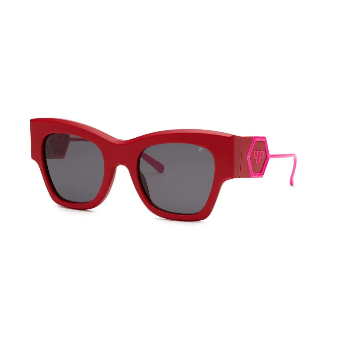 Women`s 53mm Glossy Shiny Red Sunglasses SPP120M5306Y6 by Philipp Plein