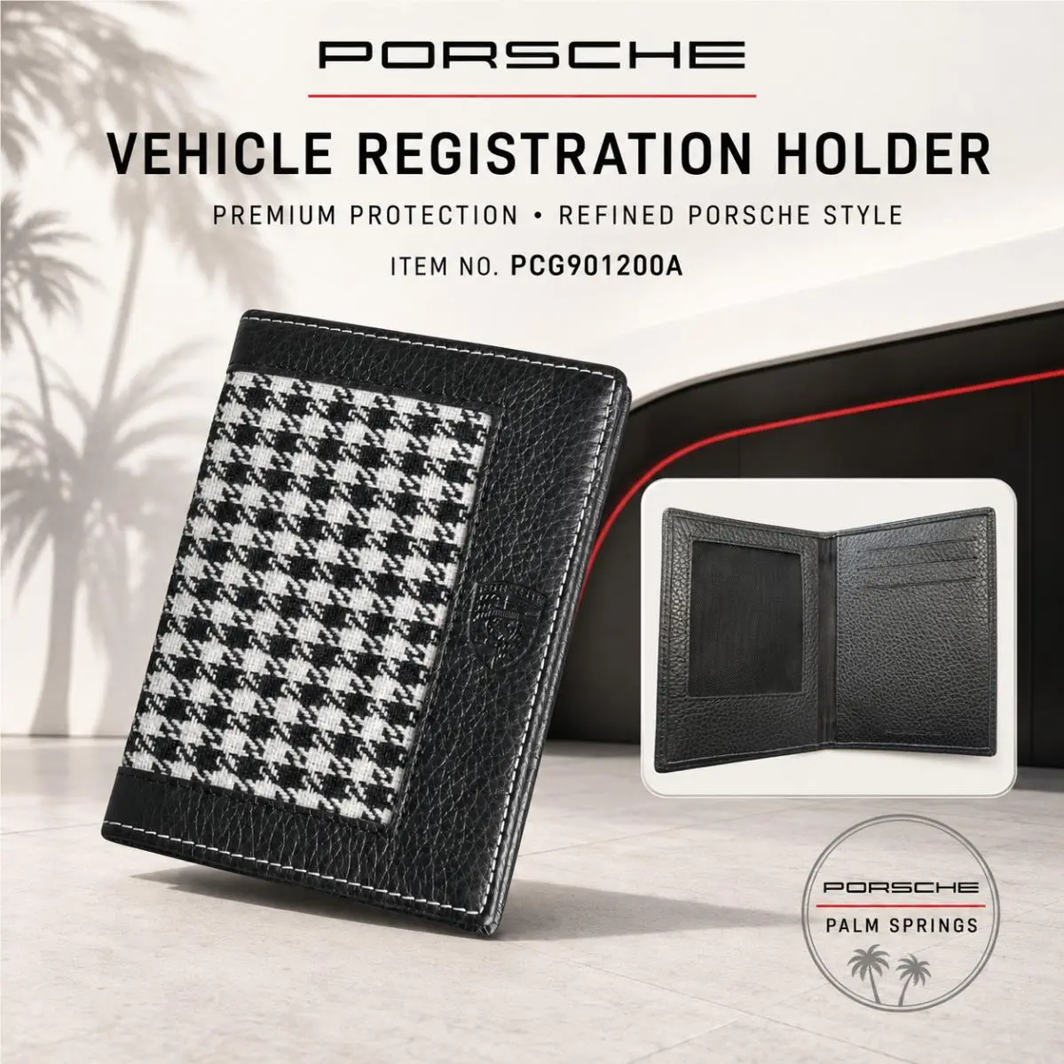 Oem Porsche Classic Pepita Leather Registration Holder PCG901200A