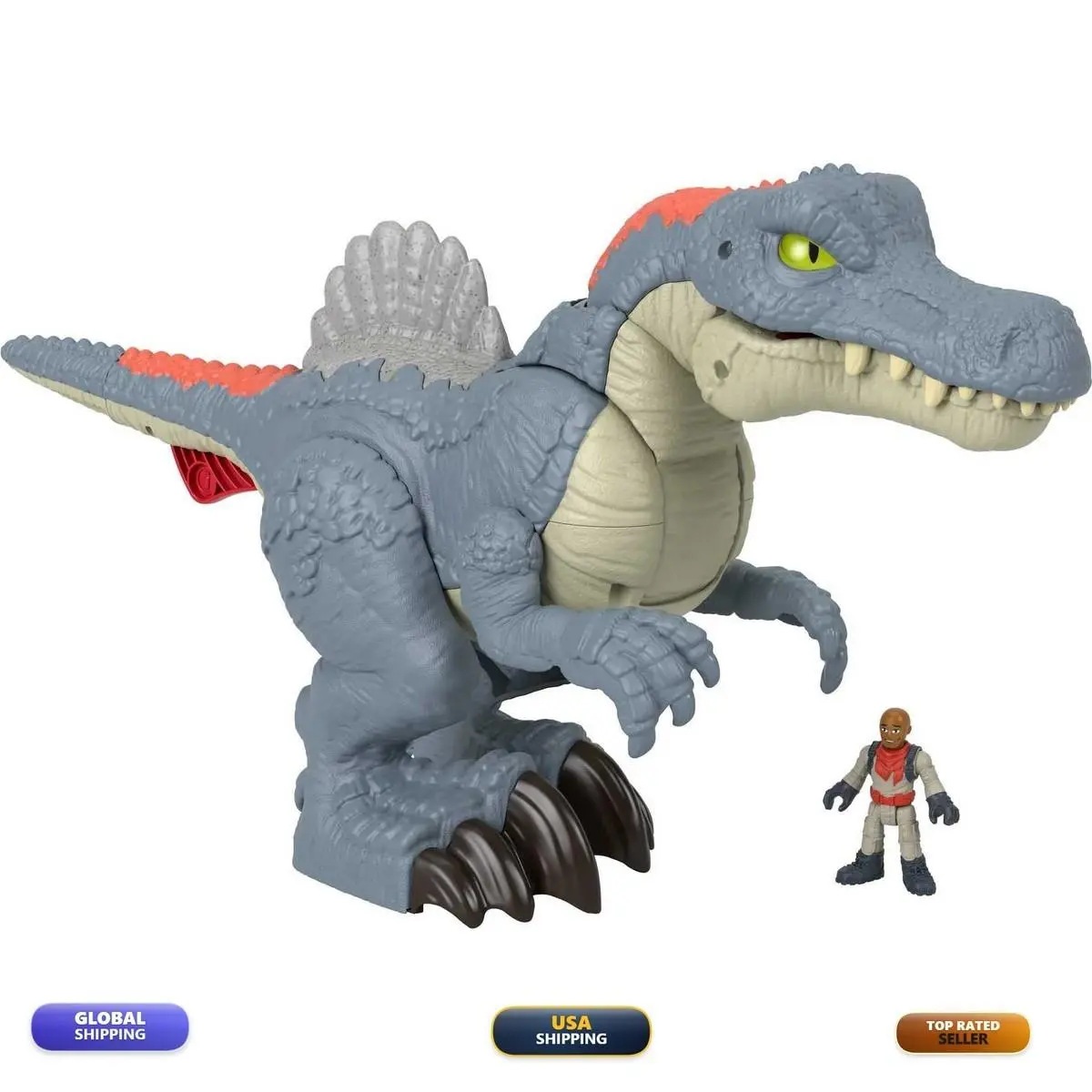 Fisher-price Imaginext Jurassic World Dinosaur Toy Ultra Snap Spinosaurus