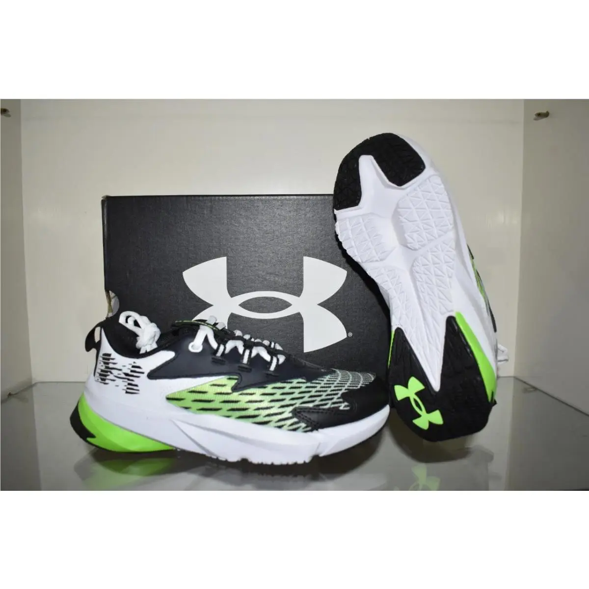 Under Armour Scramjet 7 Kids Bgs Running Shoes 6006927-100 White/green/black