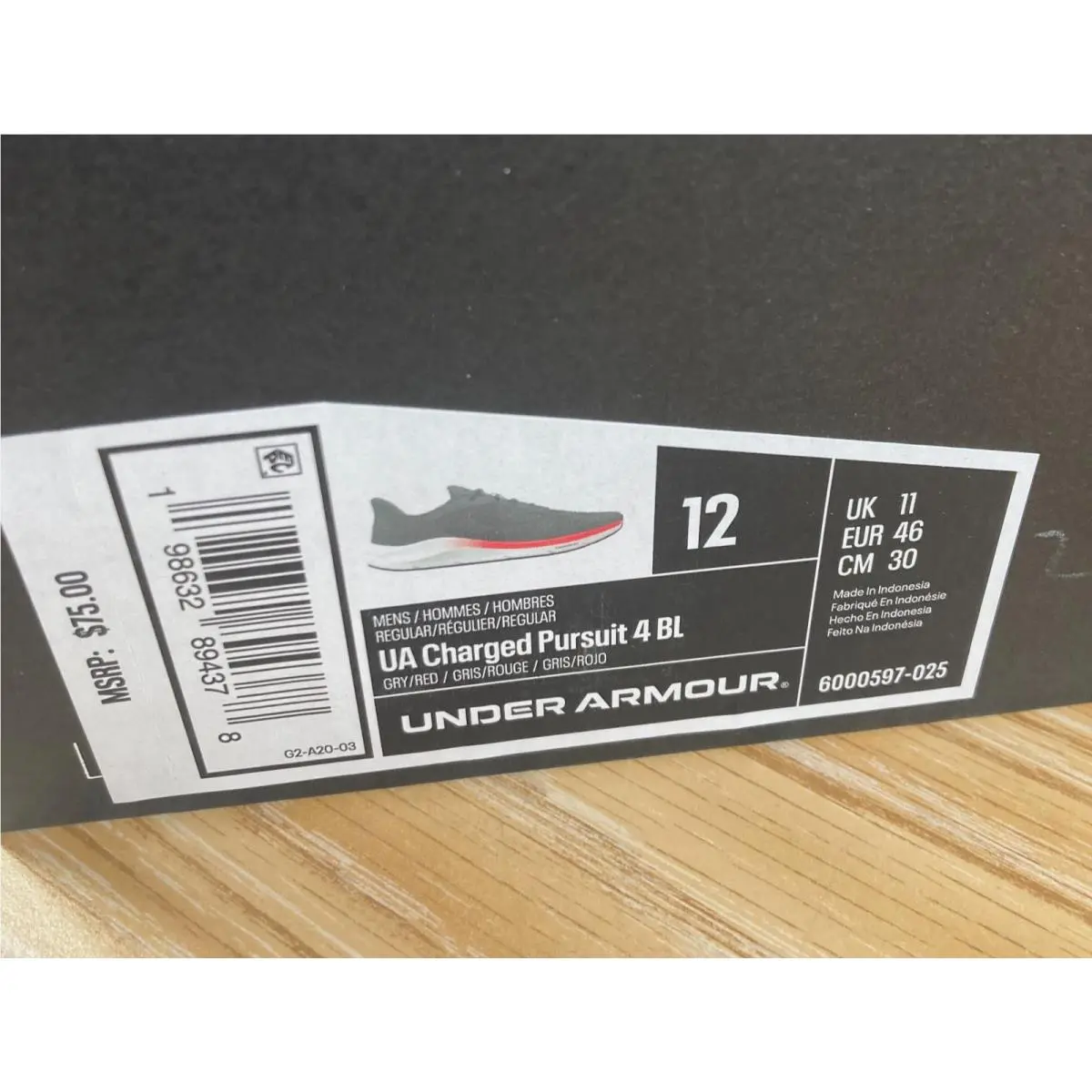Under Armour shoes - Under Armour Charged Pursuit 4 BL - 6000597-025 - Gray (UPC: 198632894378) 3