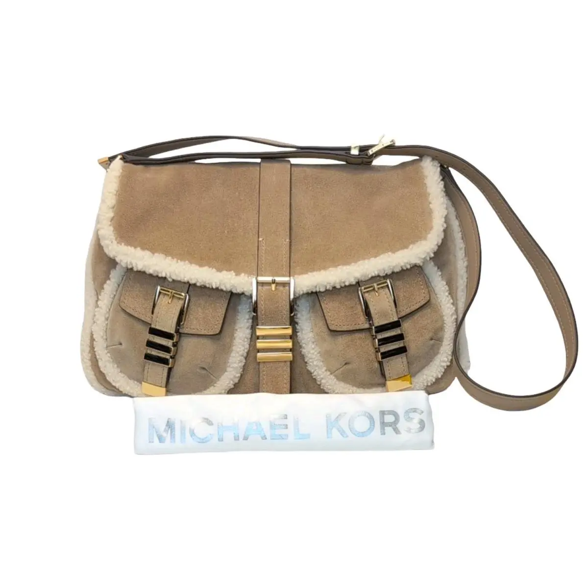 Michael Kors Darrington Large Suede Shearling Messenger Bag