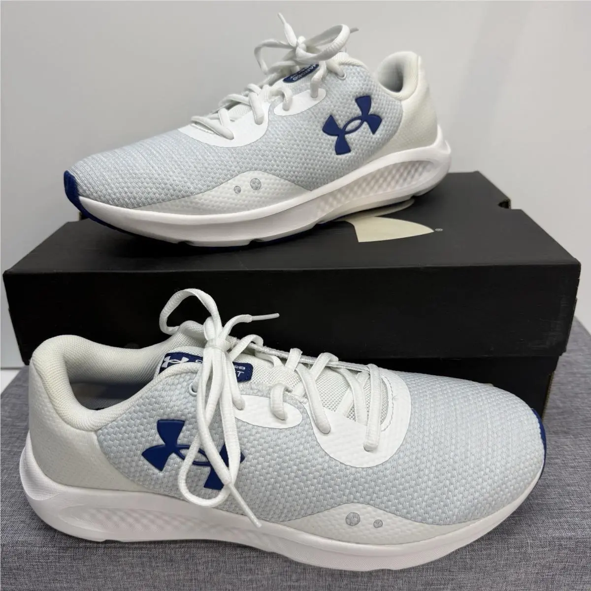 Under Armour Men’s Charged Pursuit 3 Running Shoes White/sonar Blue Size 8.5