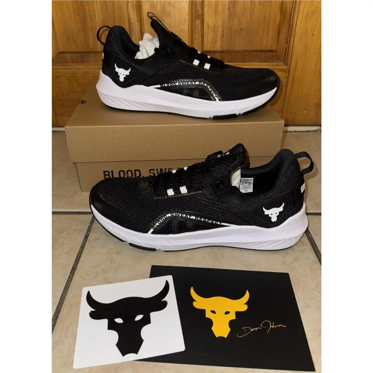 Under Armour Men`s Project Rock Blood Sweat Respect Black Sneakers Size 12
