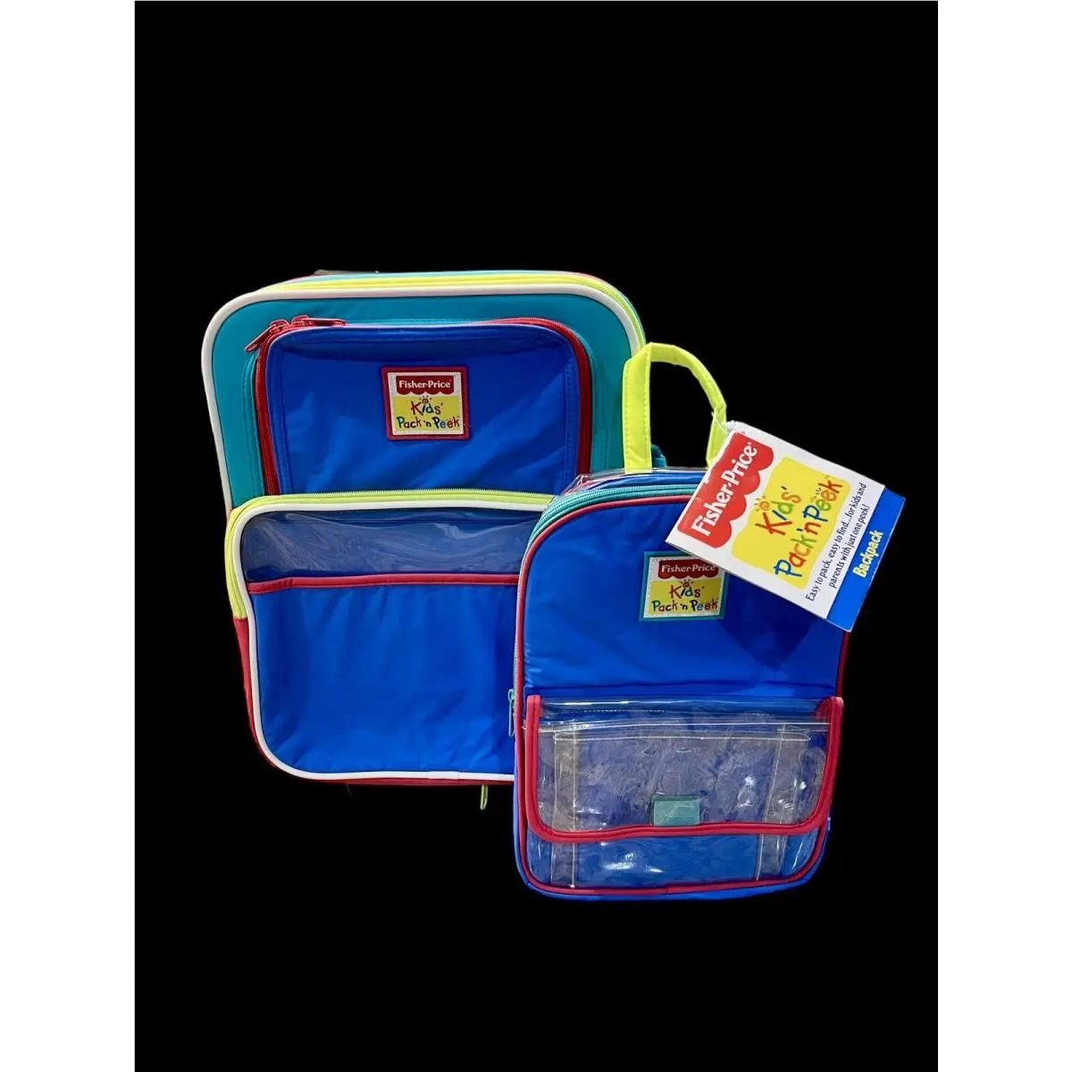 Vintage Fisher Price Child Luggage Kid Suitcase Matching Backpack Set