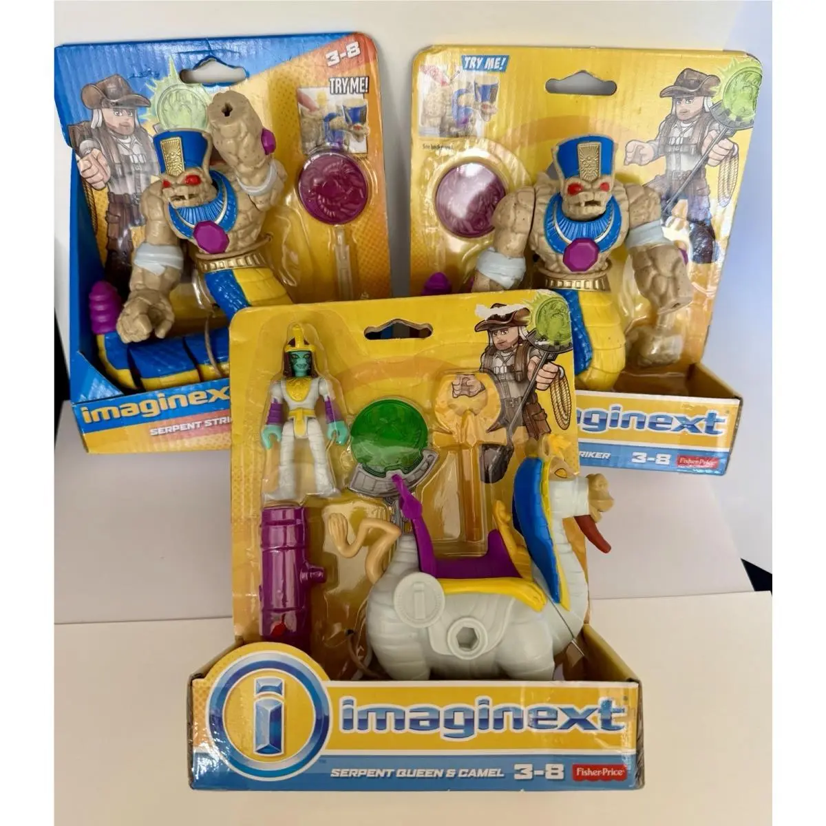 Three Fisher Price Imaginext Mummy Serpent Striker Action Figure Toys 2016