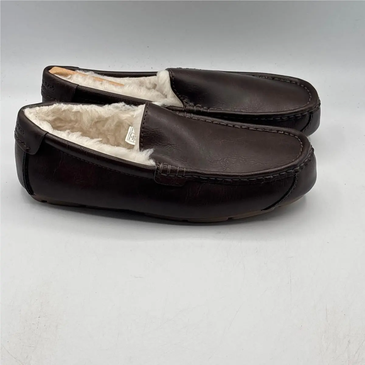 Koolaburra by Ugg Tipton Smooth Slippers Mens 9 Brown Fur Lined 1154810