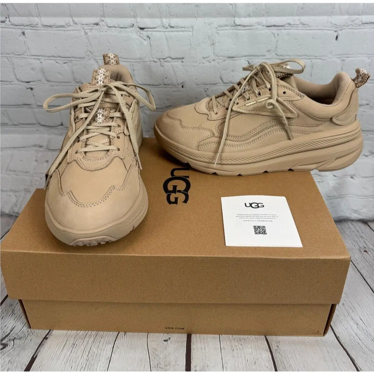 Ugg Beige Nubuck Sneakers Shoes Size 9.5