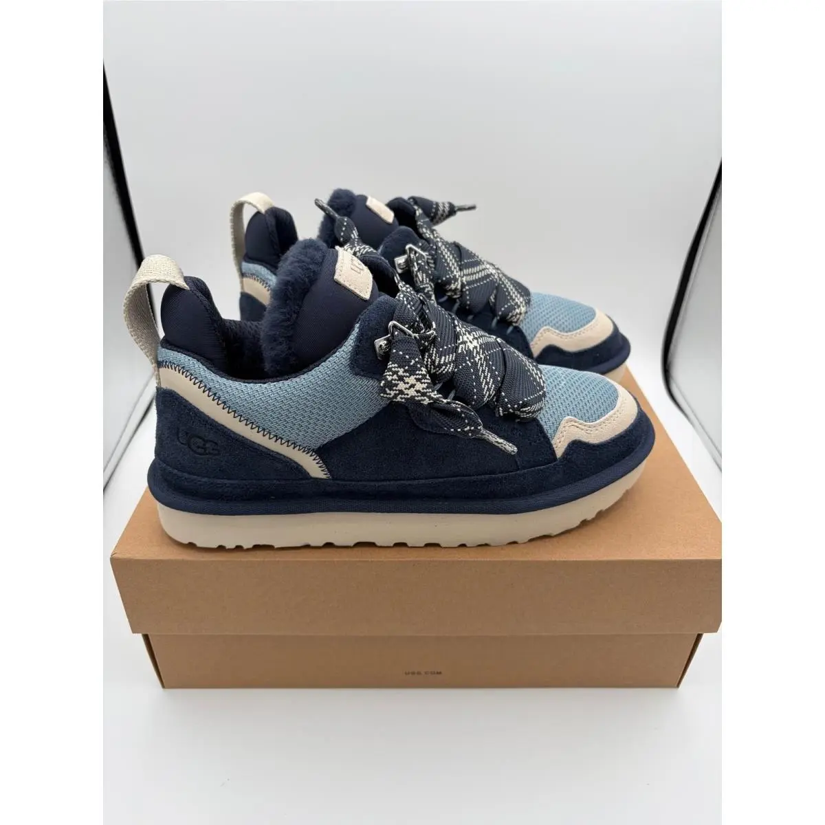 Ugg Lowmel Sneaker Womens Size 9 Dark Indigo Sea Salt Suede Canvas 1144032