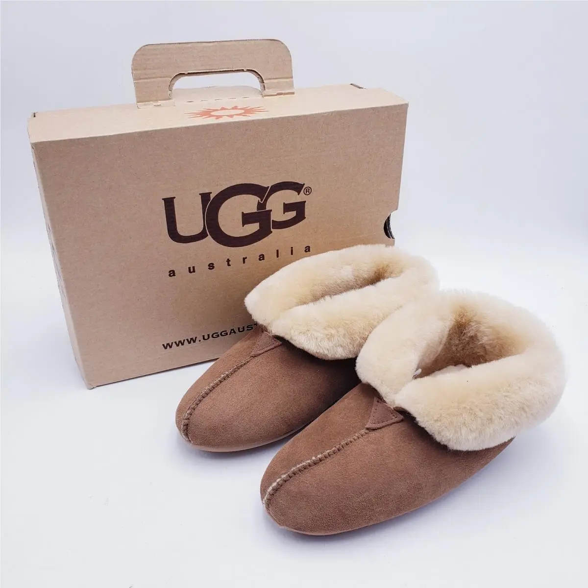 Ugg Australia Deadstock 90s Roo Booties Sheepskin Slippers Cinnamon 8