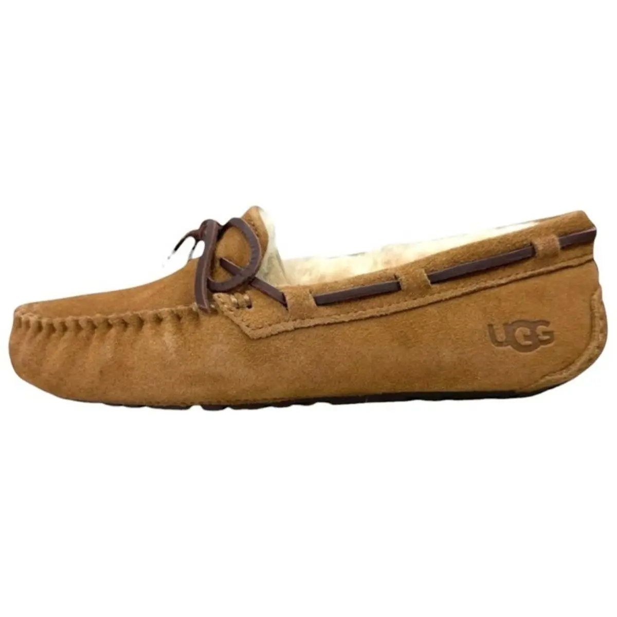 Ugg Dakota Chestnut Suede Shearling Moccasin Slippers Womens Sz 5 Cabincore Cozy