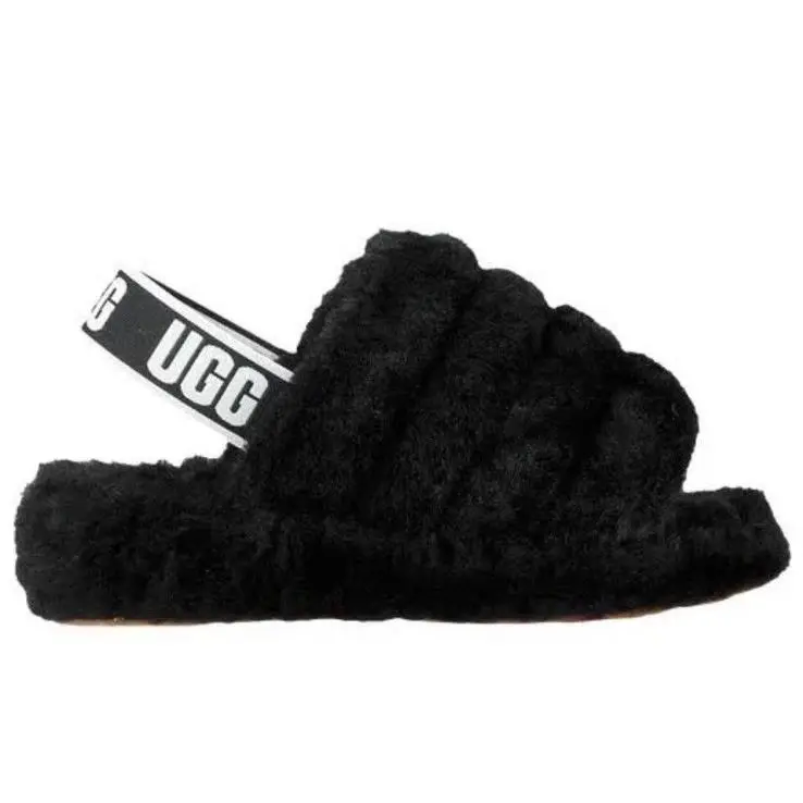 Ugg Fluff Yeah Slide Black Size 6 Sandal Shoe Australia Slides