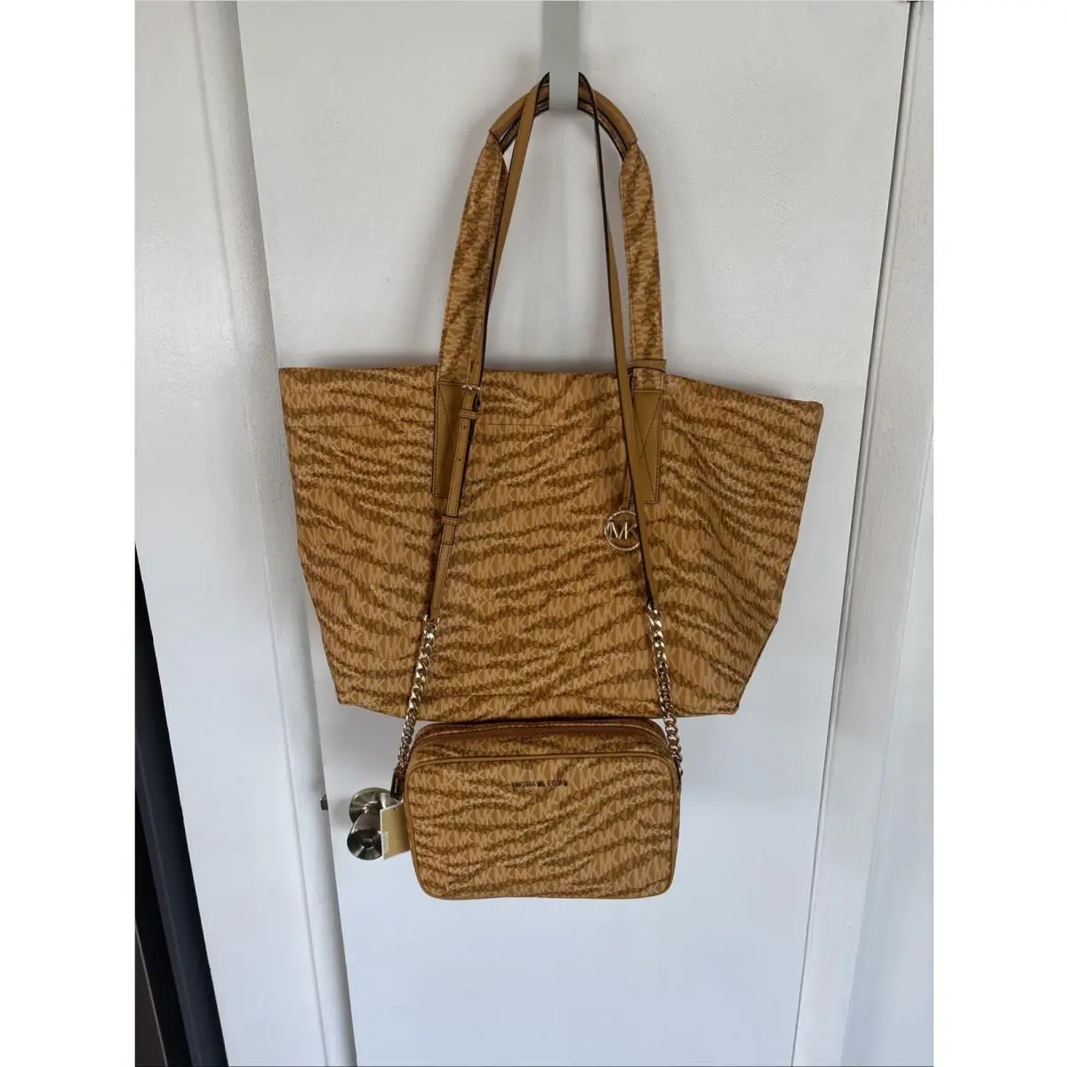 The Michael Bag Large Tote in The Marigold with Crossbody Bag by Michael Kors