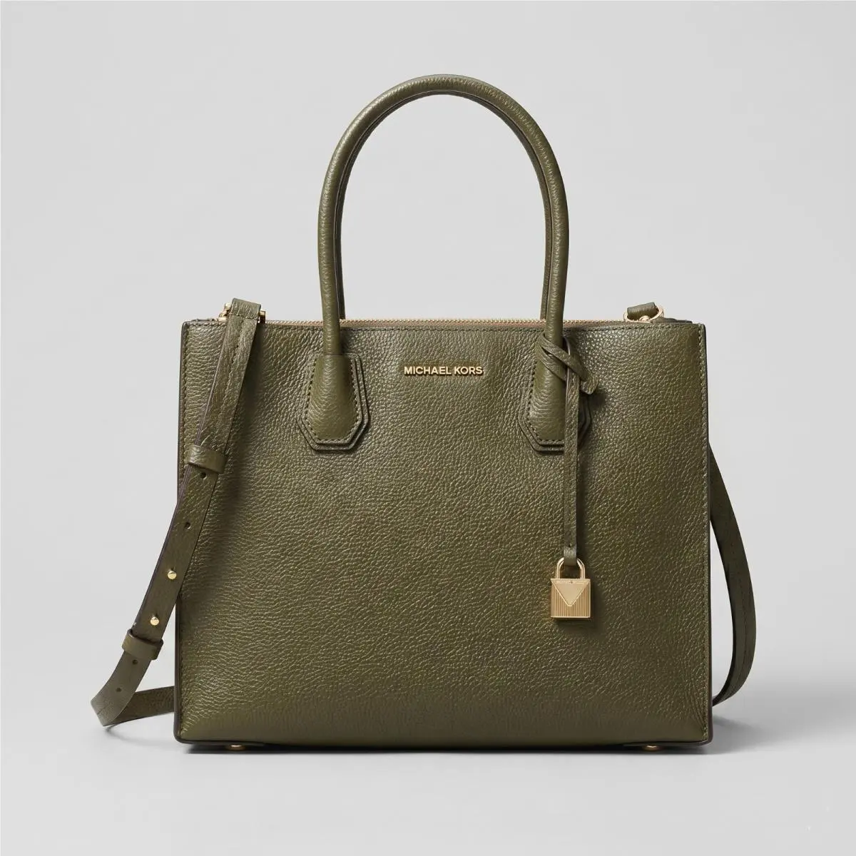 Michael Kors Mercer Large Convertible Tote Purse Bag in Olive Green Color