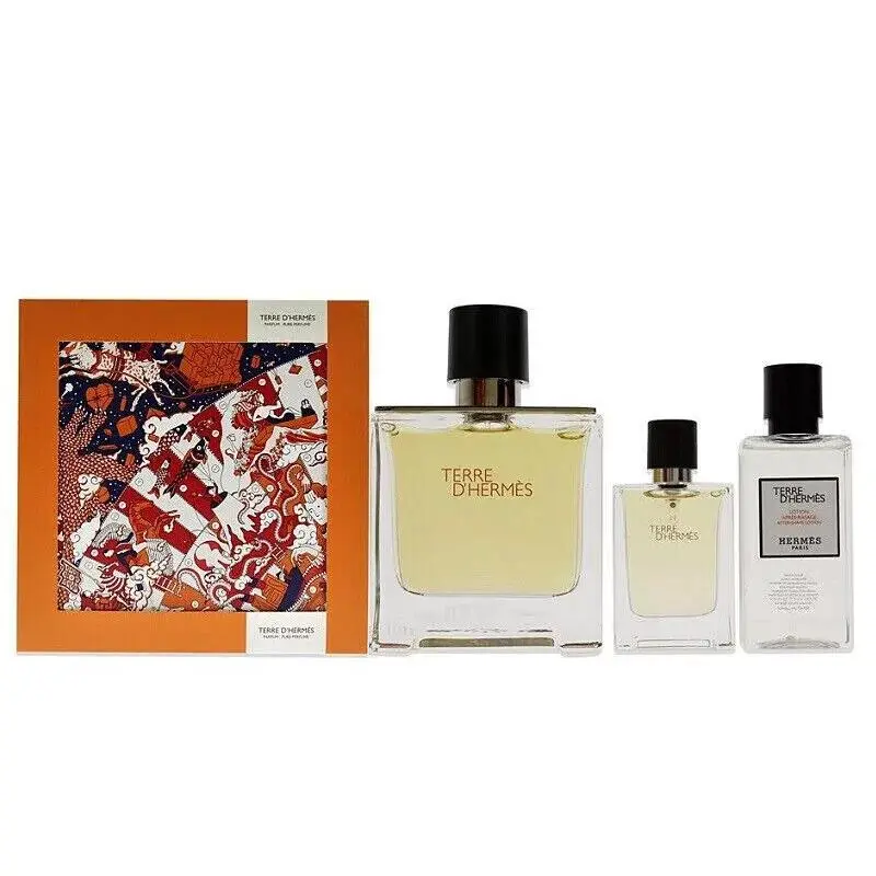 Terre D`hermes  Men 3 Pcs Set 2.5 oz 0.42 oz Parfum Spray A/s Lotion by Hermes