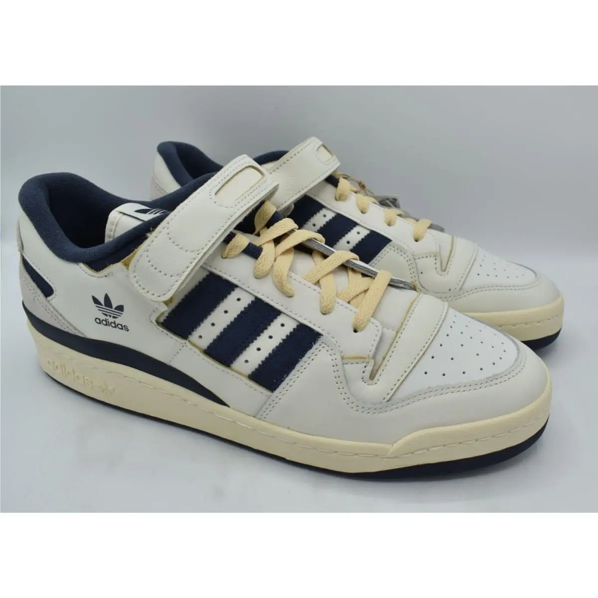 Adidas Mens Size 13 Forum 84 Low Off White Navy Blue Court Shoes Sneakers