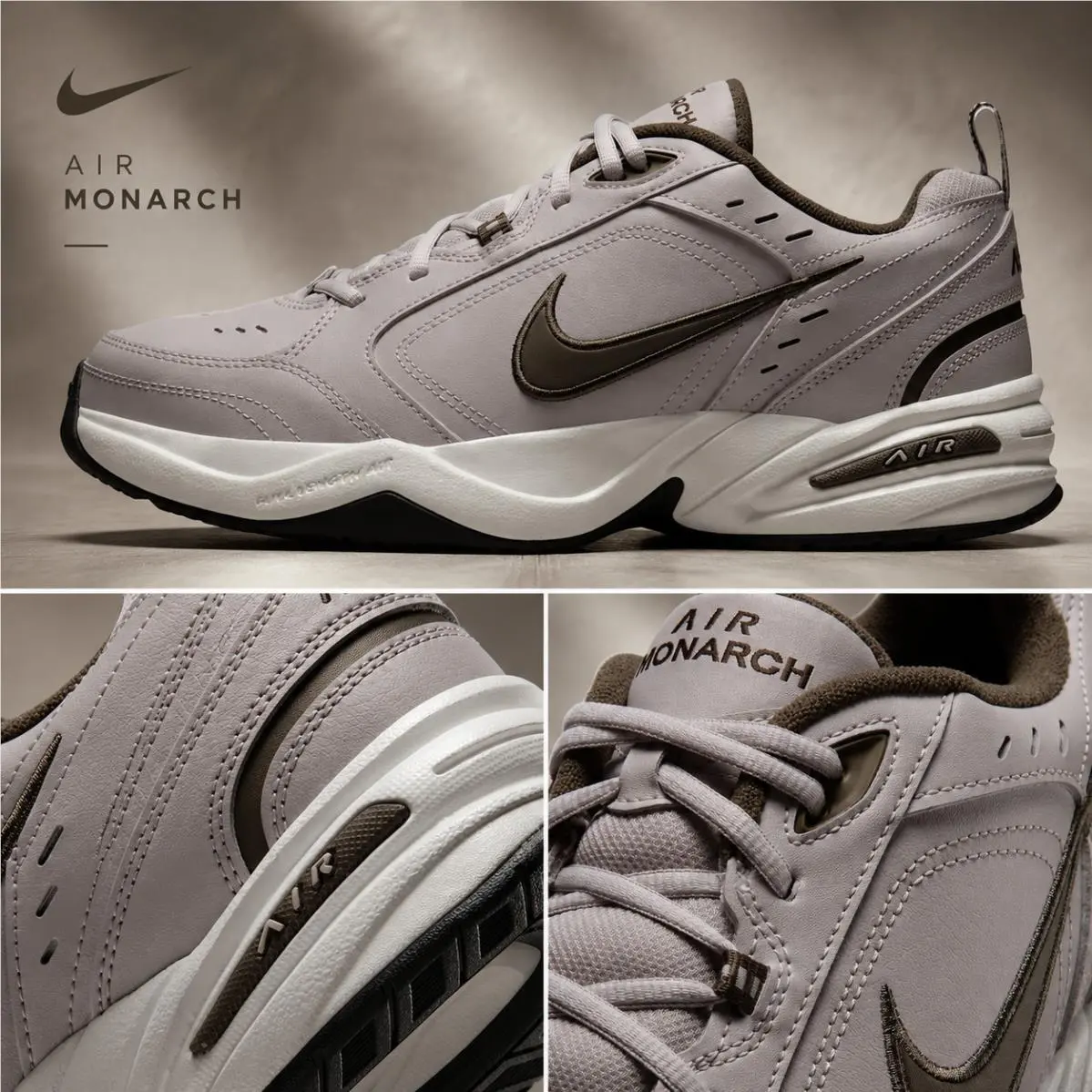 Air Monarch IV 4 Training Shoes Mens 8 10.5 Gray Leather Sneakers 415445 by Nike