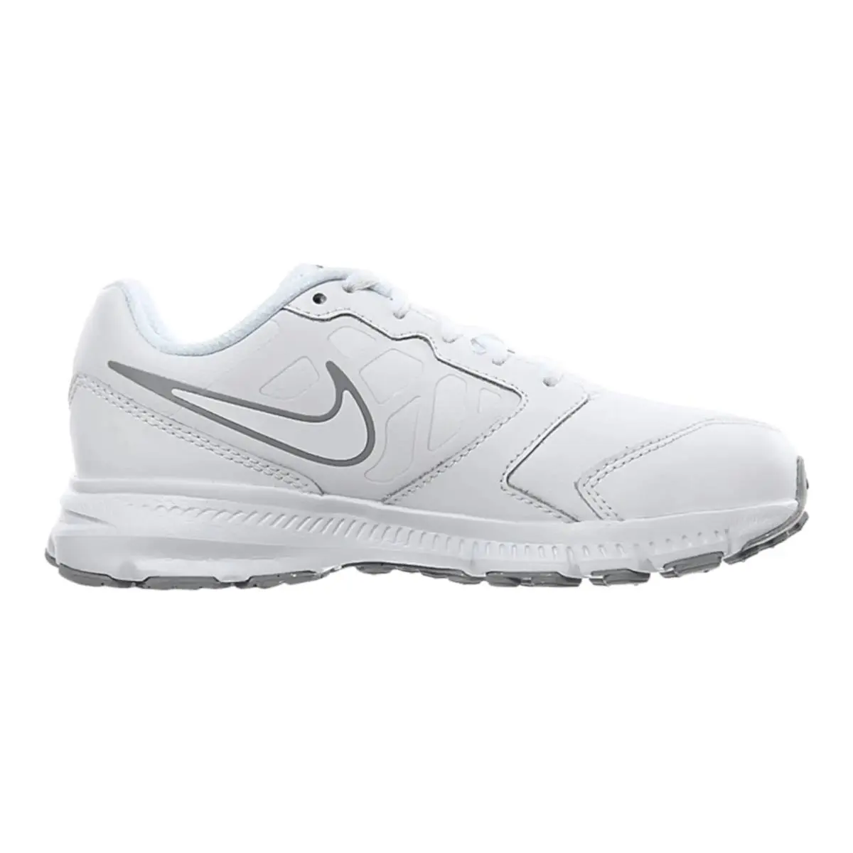 Downshifter 6 Shoe in White Leather Kids` by Nike