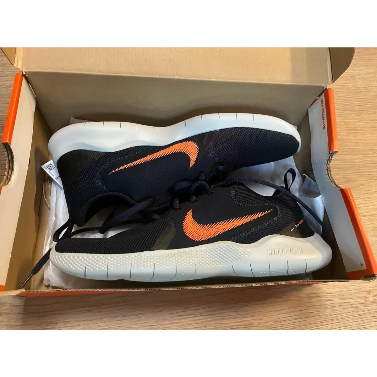 Flex RN10 Orange Obsidian Black Men 8 Run Train Athletic Shoes by Nike