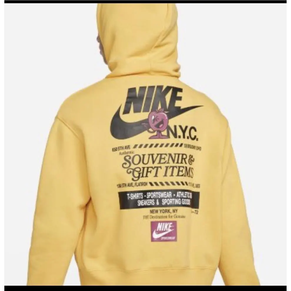 Nike Women`s Big ON The Big Apple Sportswear Hoodie DQ3548 Yellow Xxl Rare