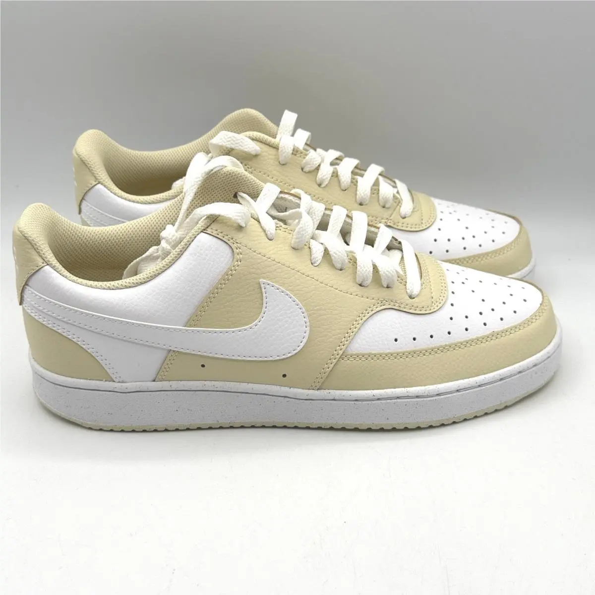 Nike Court Vision Lo Mens 10 Light Khaki White Pebbled Leather HM9862-200