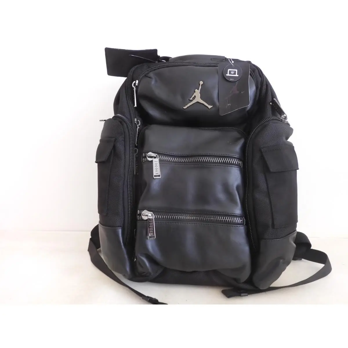 Nike Air Jordan Jumpman Leather Backpack Black Large Laptop Travel 9A0313-023