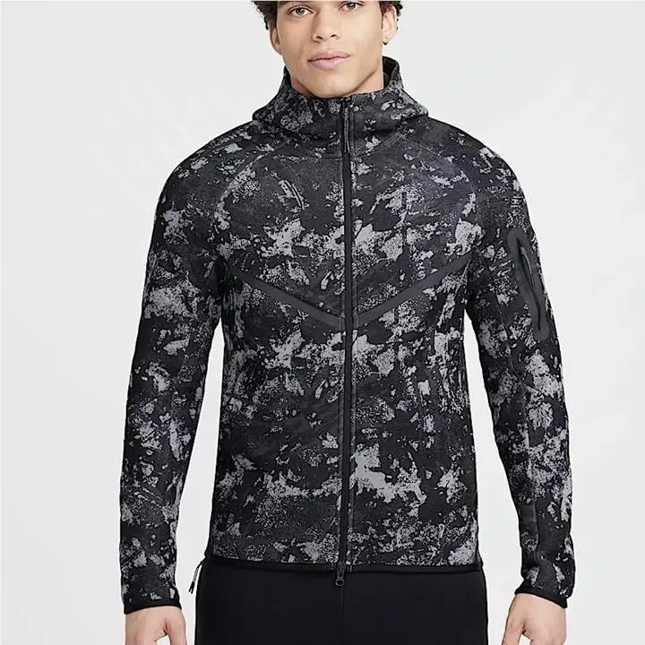 Nike Tech Fleece Windrunner Full-zip Hoodie Black Camo HV5055-060 Men’s Large